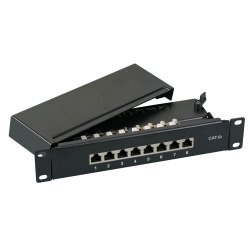 Mini-Patch panel STP 8xRJ45 Cat.6A, 10“ 1U, RAL7035 šedý
