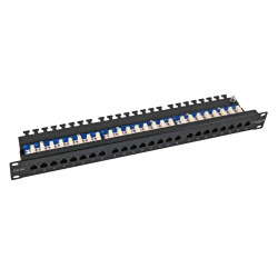 ECOLAN® Patch panel UTP 24xRJ45 Cat.5e, 19“ 1U, RAL9005 čierny